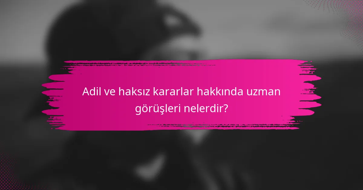 Adil ve haksız kararlar hakkında uzman görüşleri nelerdir?